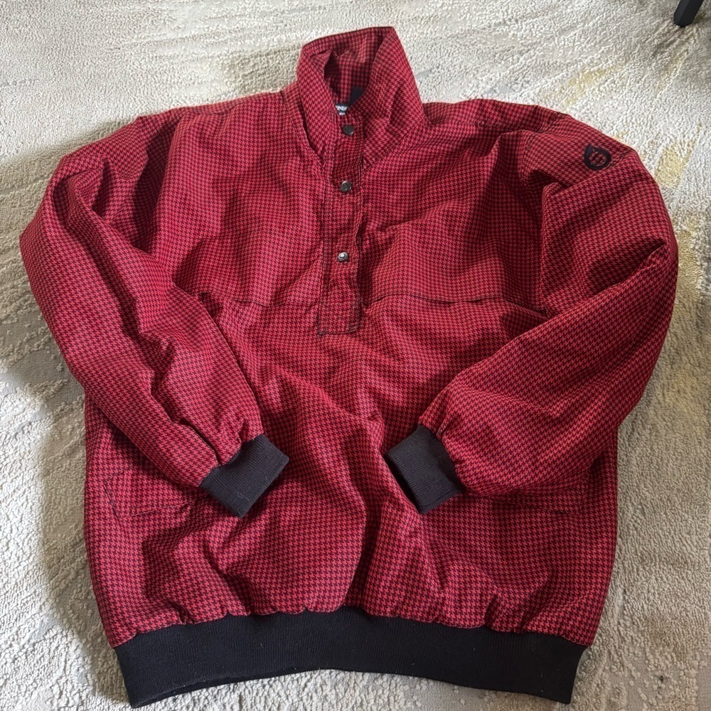 Sunderland of Scotland Golf pullover Jacket waterproof black red check small